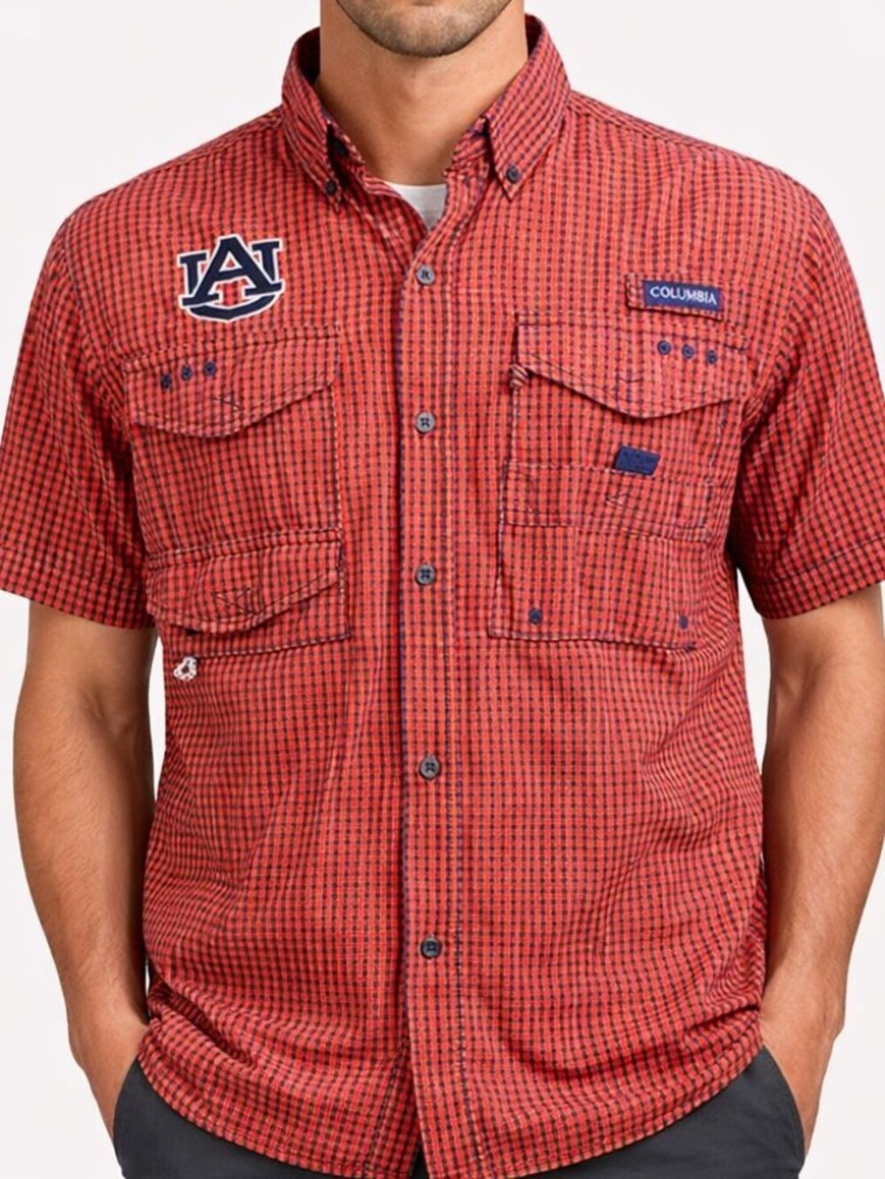 Columbia PFG Auburn Tigers Super Bonehead Fishing Shirt Men’s L Vented